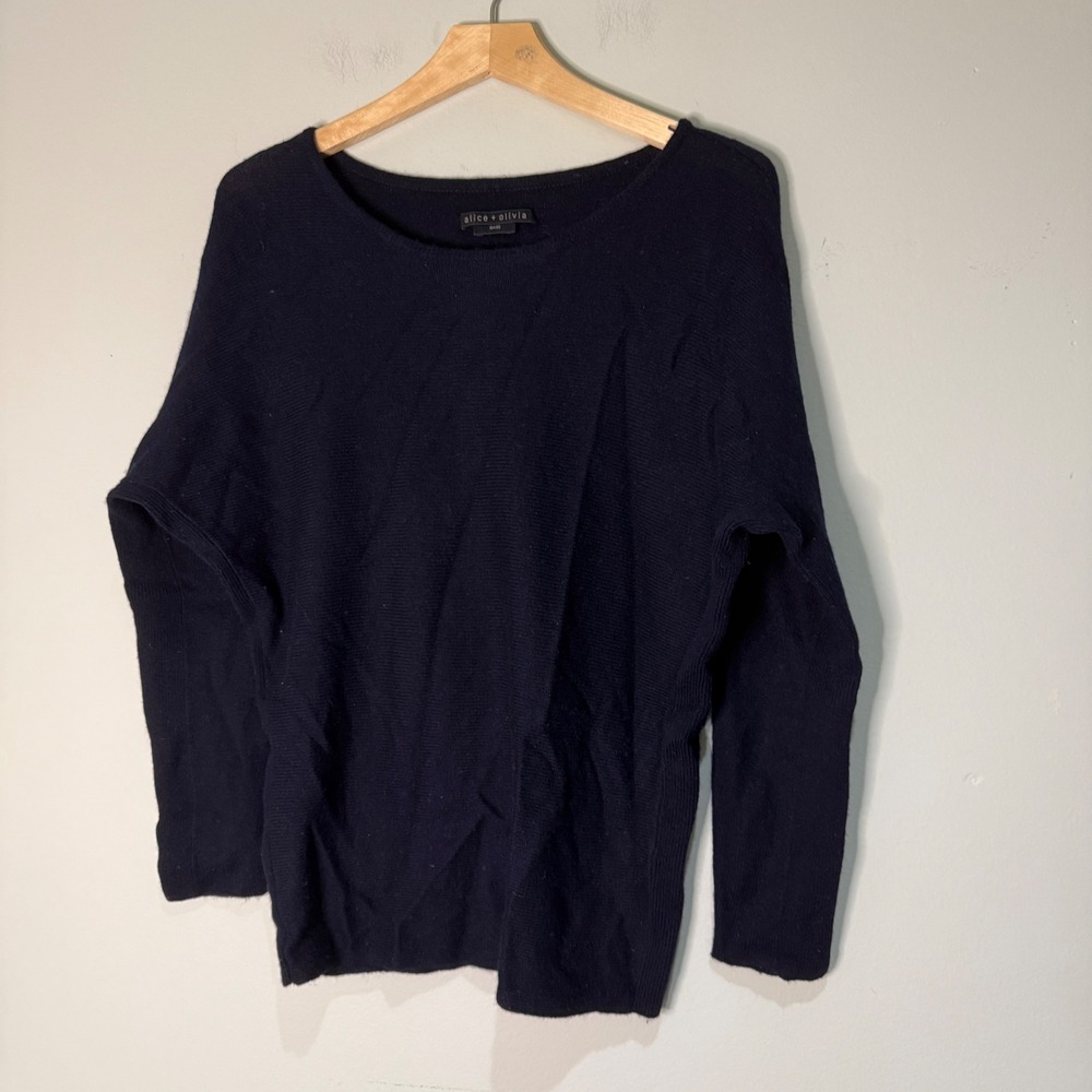 Alice‎ + Olivia Base Black Ribbed Knit Dolman Sleeve Sweater Women's